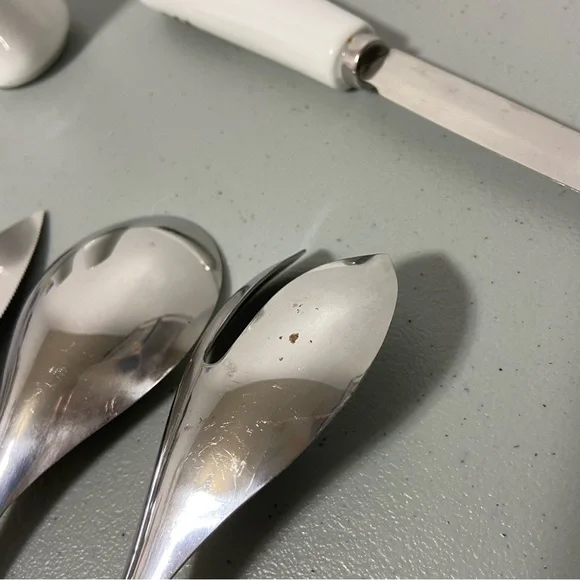 Christmas Tree Serving Utensils Salt Pepper Shakers Stainless Japan 13 P… - Picture 8 of 9